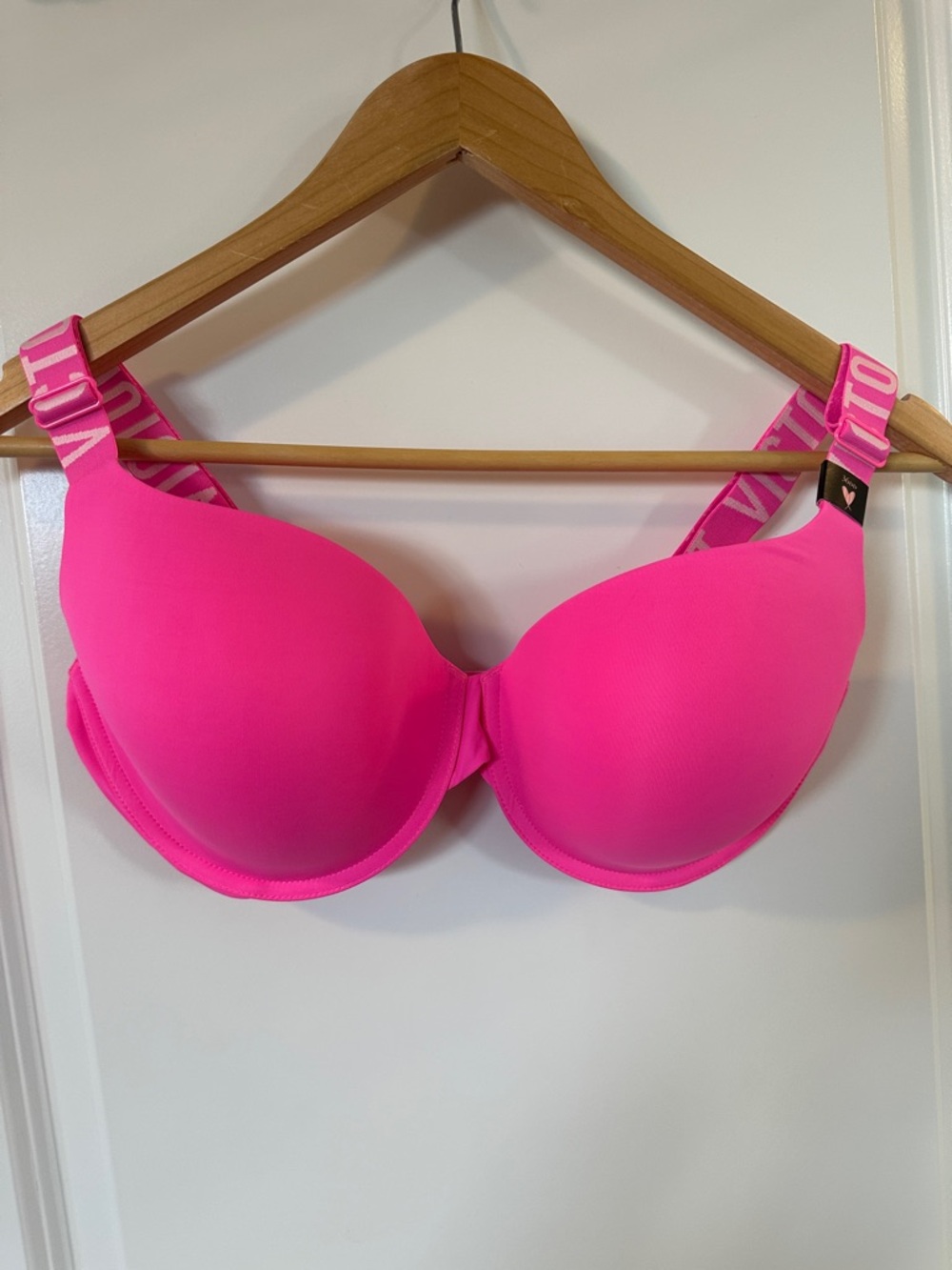 Victoria's Secret Hot Pink Padded Bra with Branded Straps